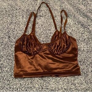Tank top brown satin